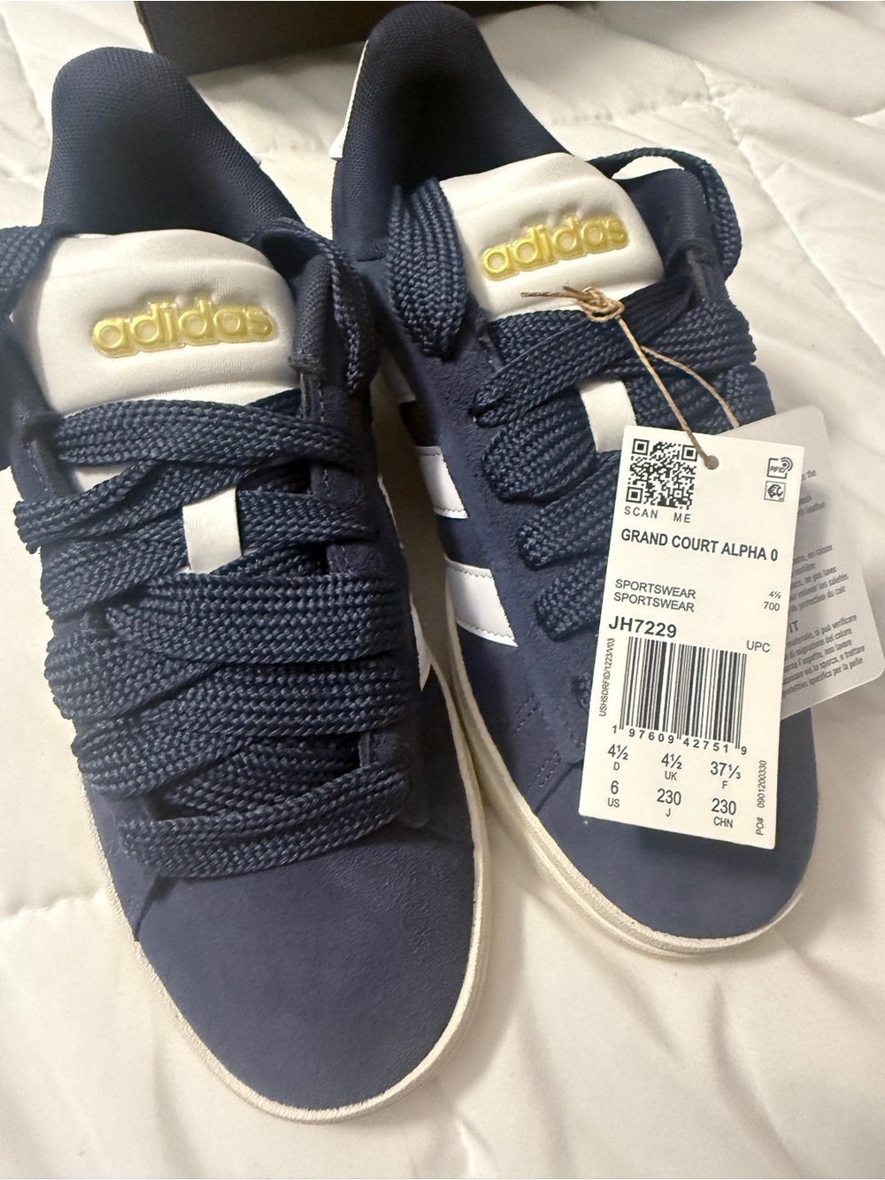adidas Navy and Gold Grand Court Alpha size 6